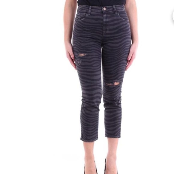 J Brand black dazzle destruct ruby high rise crop cigarette zebra Size 24 - Picture 13 of 14